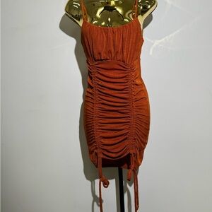 Forever 21 Rust Ruched Mini Dress